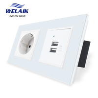 2Frames european standard +5V 2100mA 2USB power wall socket